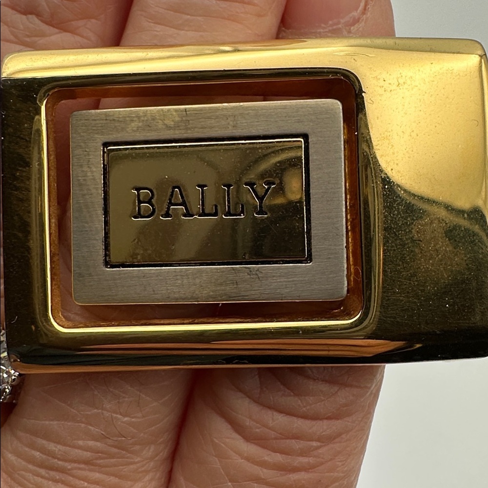 BALLY Gold Silver Two Tone Belt Buckle 1.75”x1.25” - Picture 5 of 5